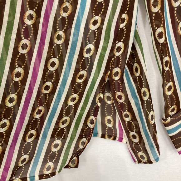 Silk Assets Diane Von Furstenberg 1X Artsy Colorful Retro Pure Silk Button Down - Picture 7 of 12